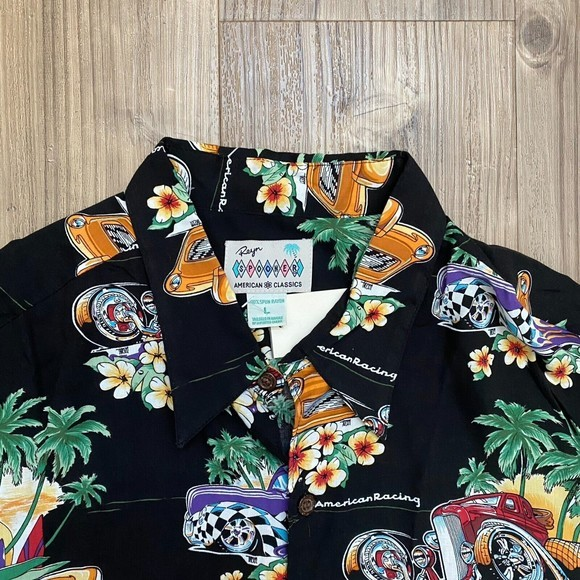 NWT Reyn Spooner - American Classics American Racing Hot Rod Race Cars Shirt - L - Picture 1 of 6